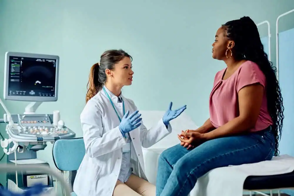 Woman have consultation about vaginal laxity Banstead